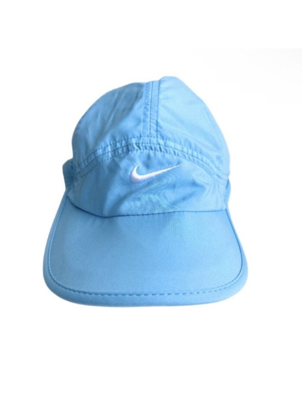 Nike Dri Fit Tailwind Running Hat Aqua Blue 7 Panel Y2K Strapback FeatherLight